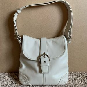 Coach Duffle Flap White Leather Crossbody Shoulder